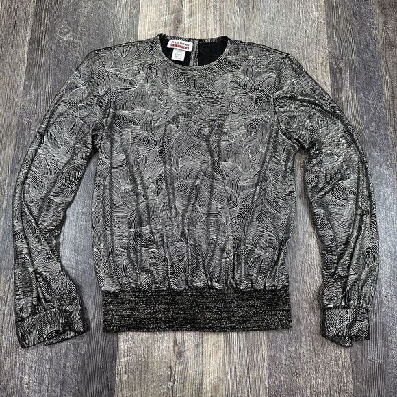 Judy Bond Tops - VTG Judy Bond Petites Blouse Womens 6 Long Sleeve Metallic Abstract Swirl USA